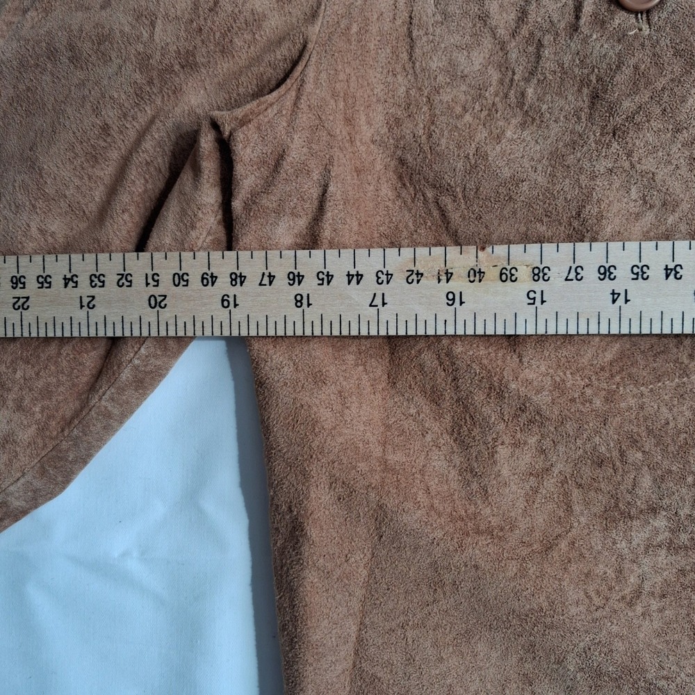 Danier Leather Suede Shirt Jacket Mens Tan Brown Button Front Lined Pockets - Picture 4 of 9